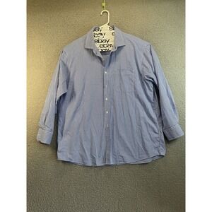 Tommy Hilfiger Men's LG 18 1/2 -‎ 18 Blue Plaid  Button Up work Dress shirt